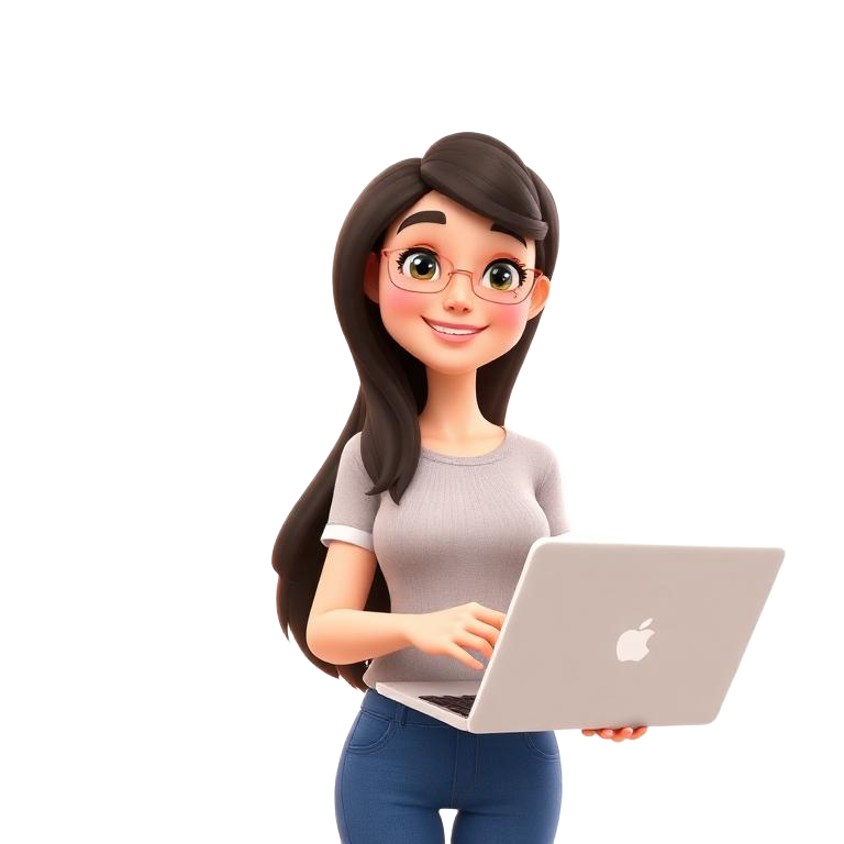 Cartoon illustration of Niriksha, Web Developer at WEB CORNER